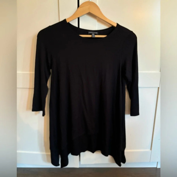 Eileen Fisher Organic Cotton Long Sleeve Basic Top XXS casual chic minimalist - Picture 1 of 5